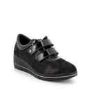 Scarpe con zeppa da donna nero laminato-nero