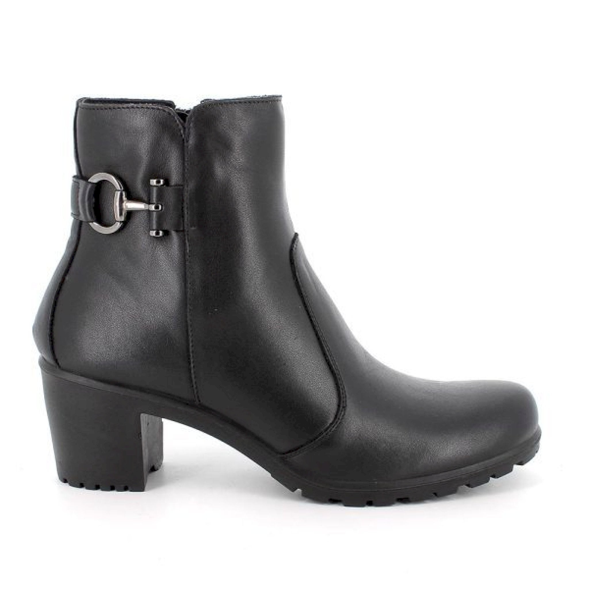Stivaletti neri donna con tacco in pelle