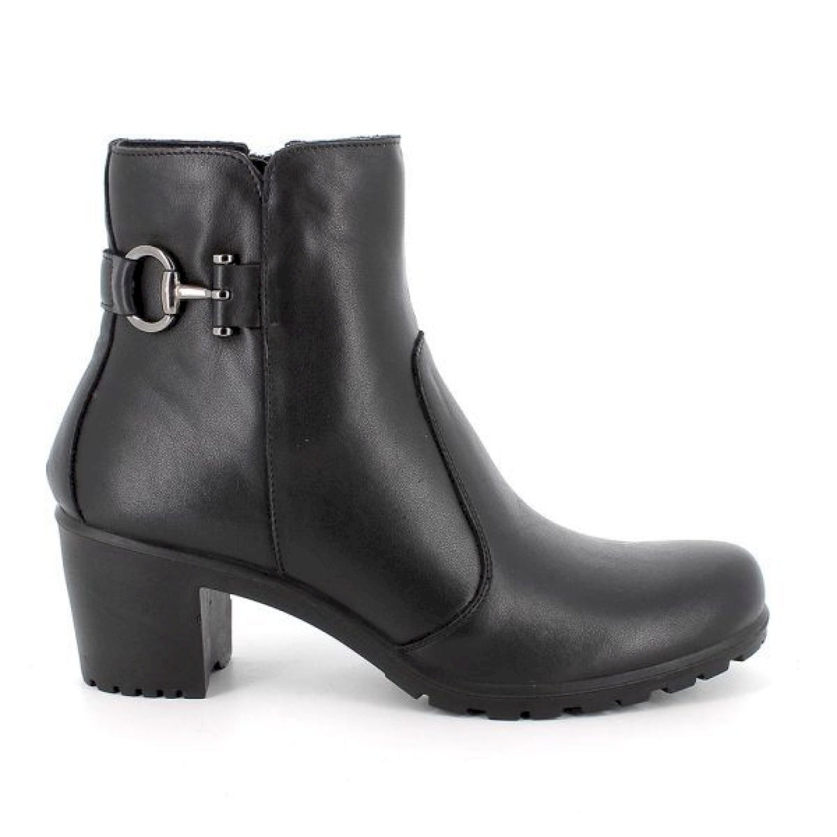 Stivaletti neri donna con tacco in pelle