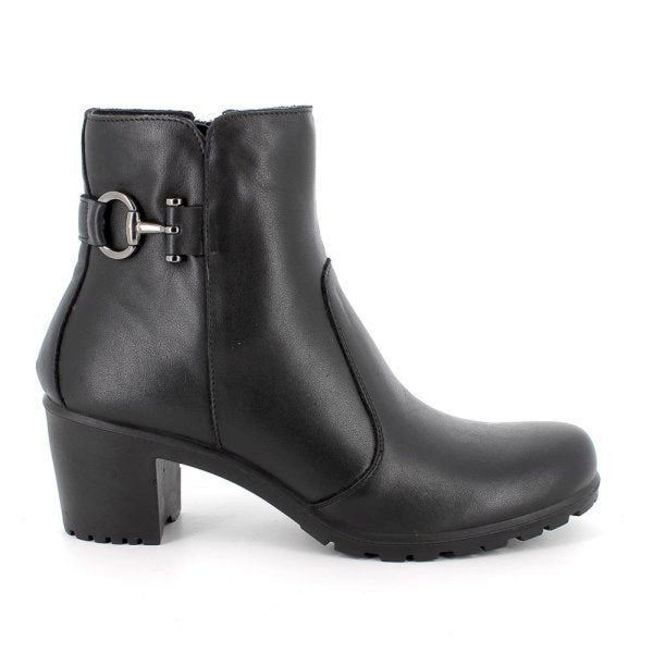 Stivaletti neri donna con tacco in pelle