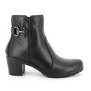 Stivaletti neri donna con tacco in pelle