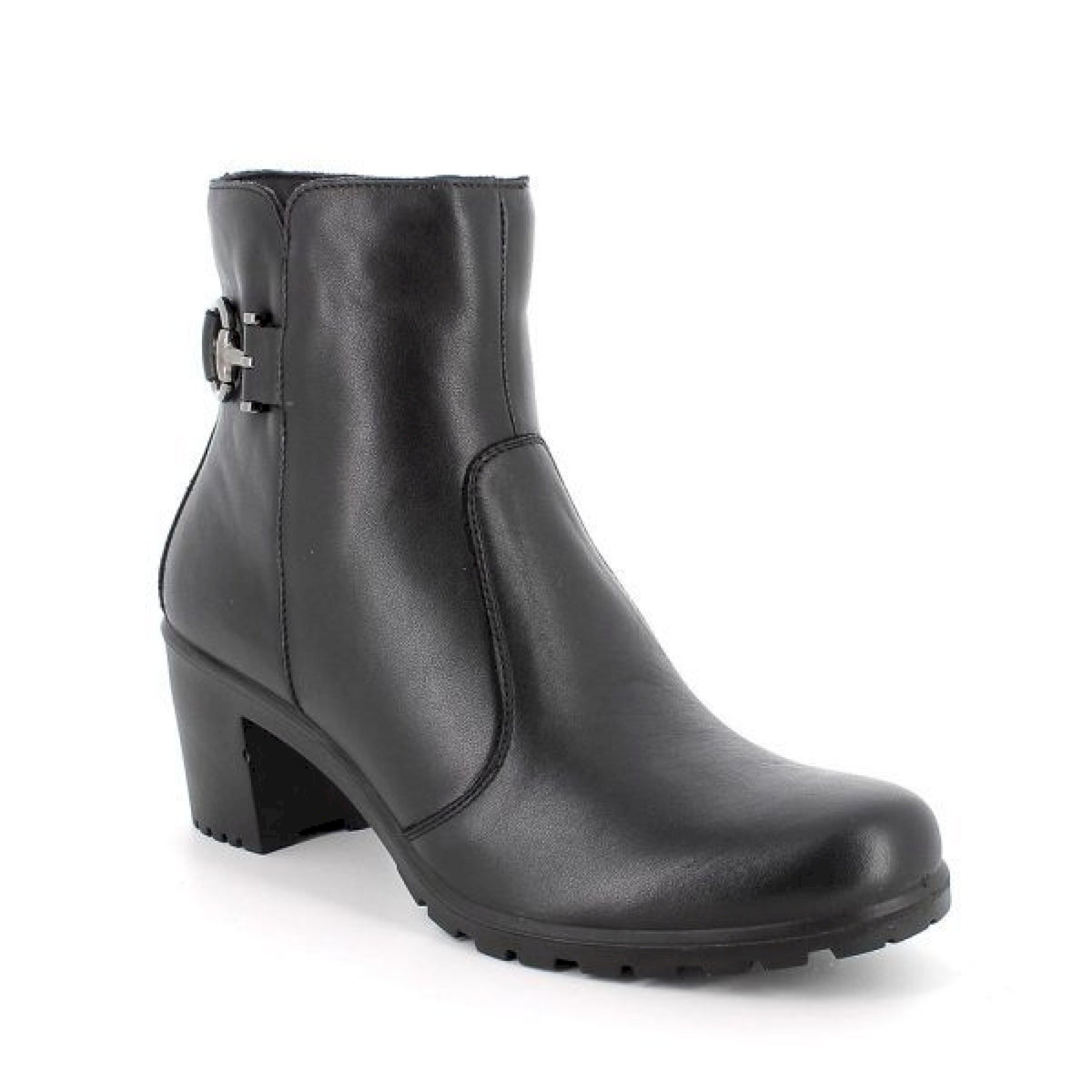 Stivaletti neri donna con tacco in pelle