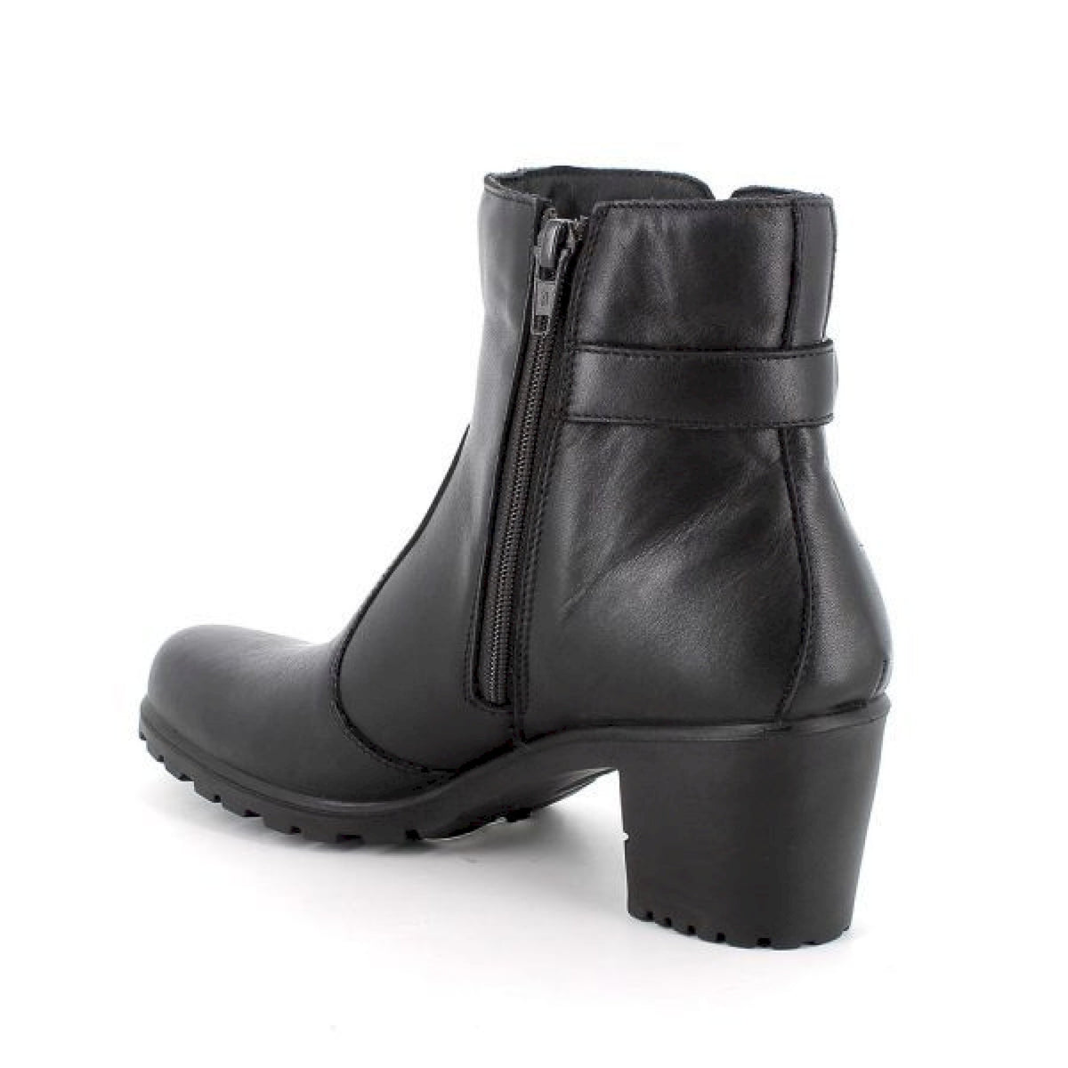 Stivaletti neri donna con tacco in pelle