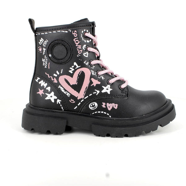 Anfibi da bambina nero con zip