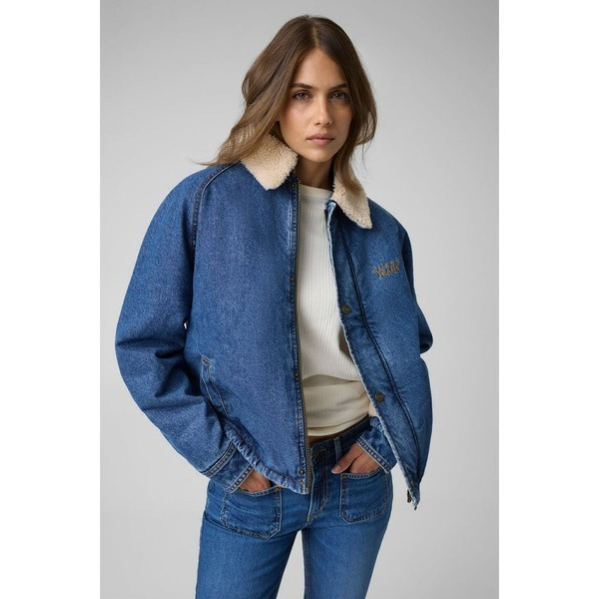 Guess - giacca jeans guess effetto teddy