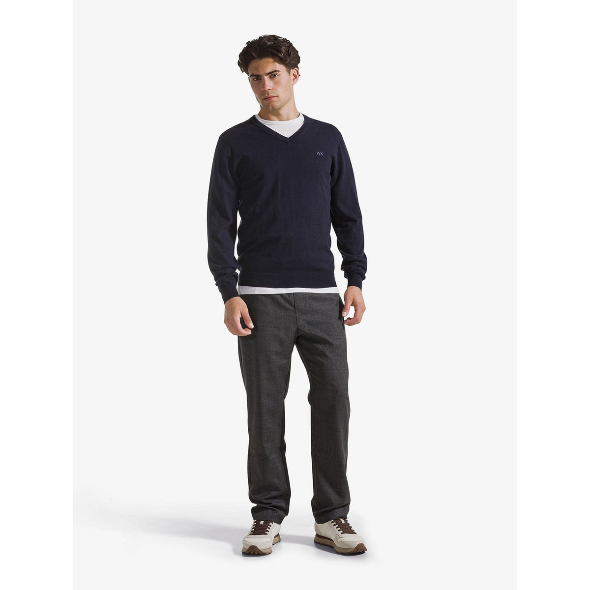 Sun 68 - sun 68 maglia in cotone e lana con scollo a v