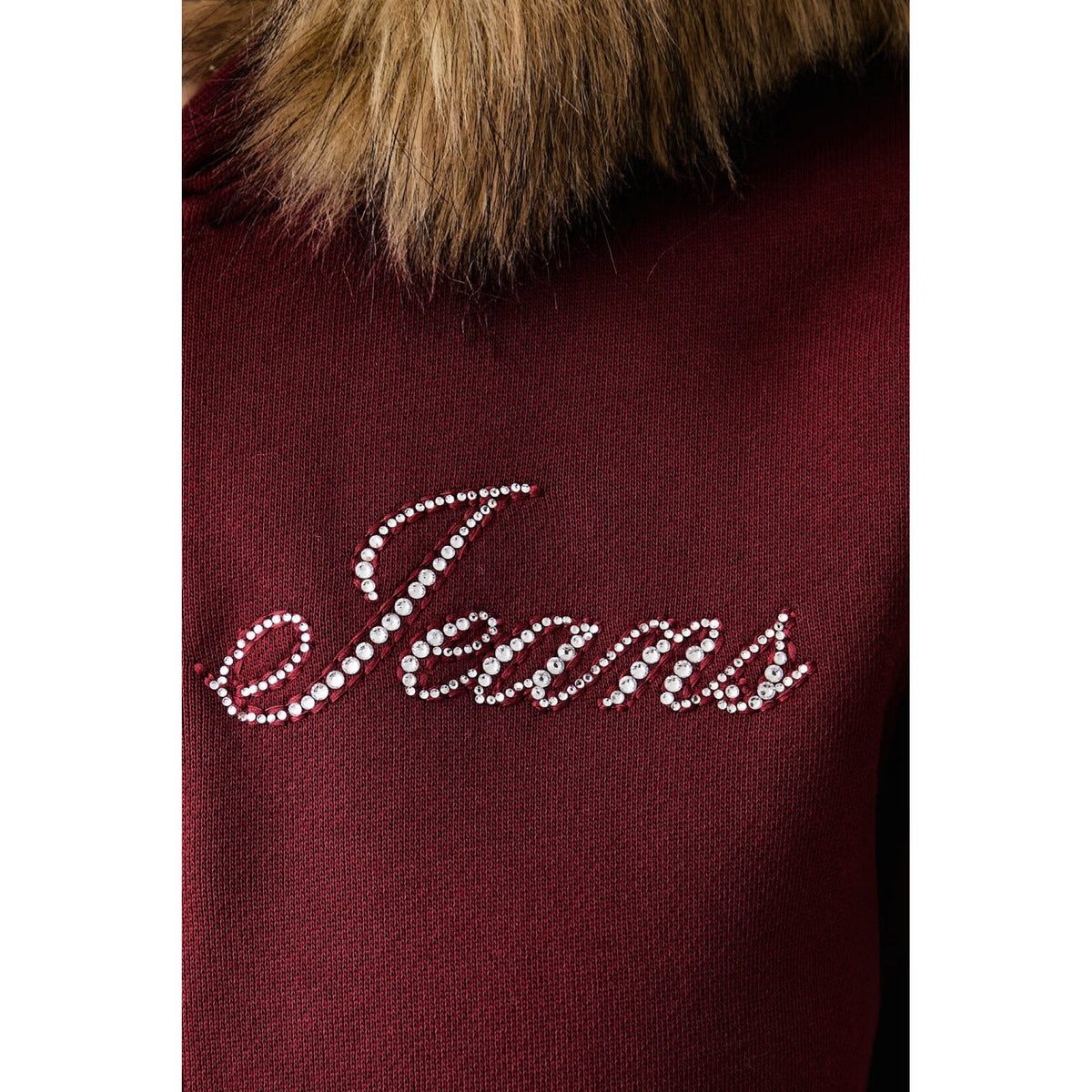 Guess - felpa con cappuccio guess in pelliccia sintetica