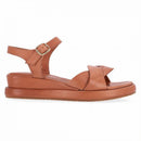 Sandalo con zeppa in pelle