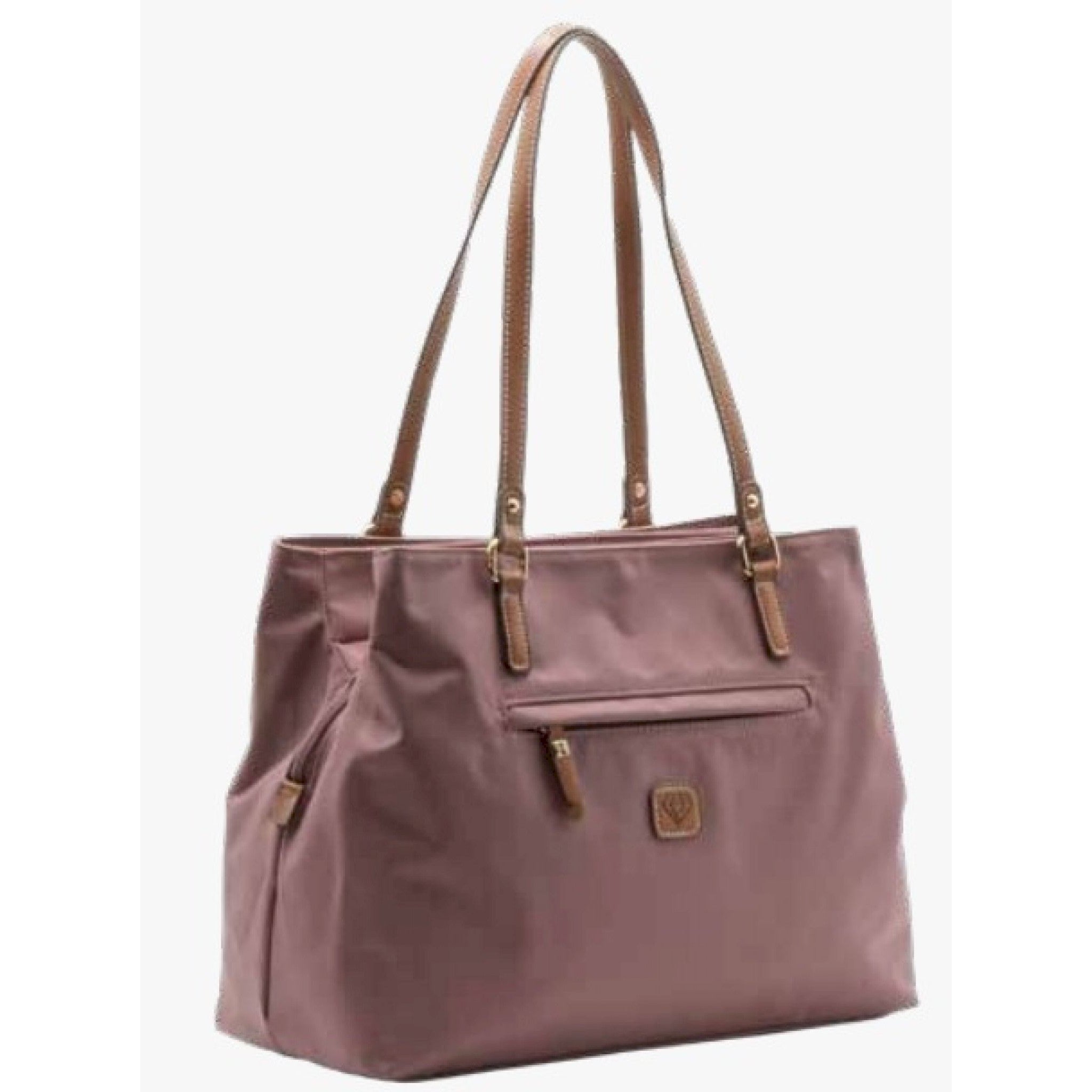 Caleidos shopper riporto ecopelle marrone