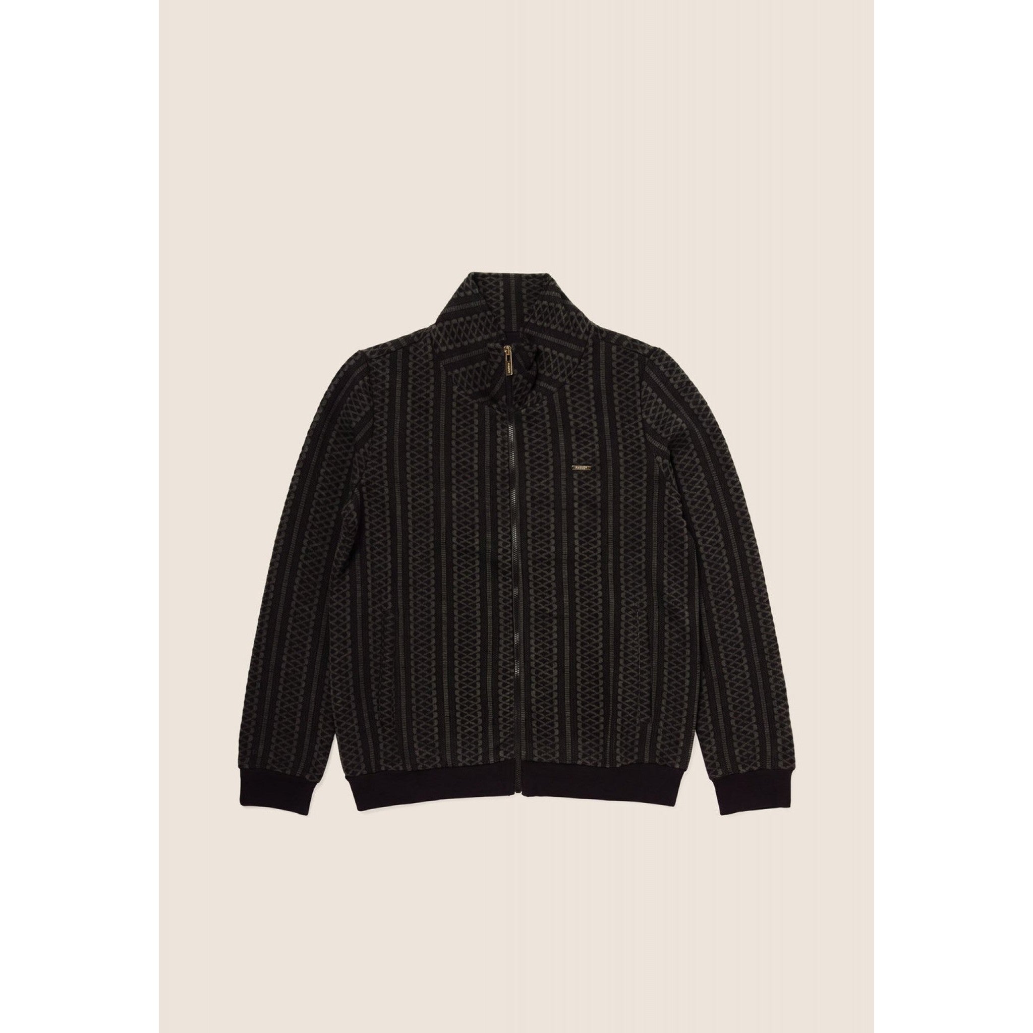 Felpa con collo alto e full zip freddy in trama geometrica