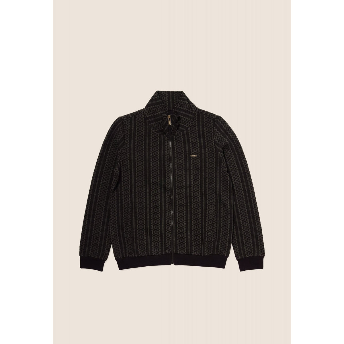 Felpa con collo alto e full zip freddy in trama geometrica
