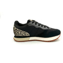 Sneaker stargirl animalier in suede e nylon nero