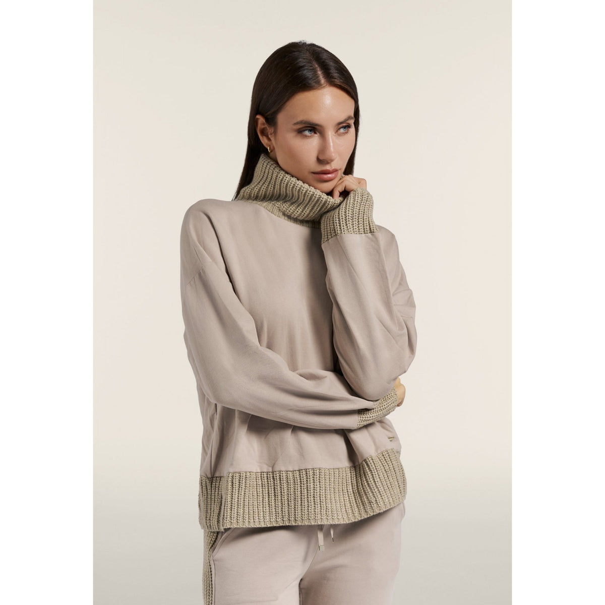 Freddy - felpa comfort freddy con collo alto e dettagli in tricot