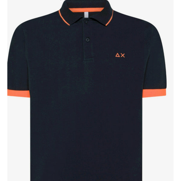 Sun 68 polo small stripe fluo