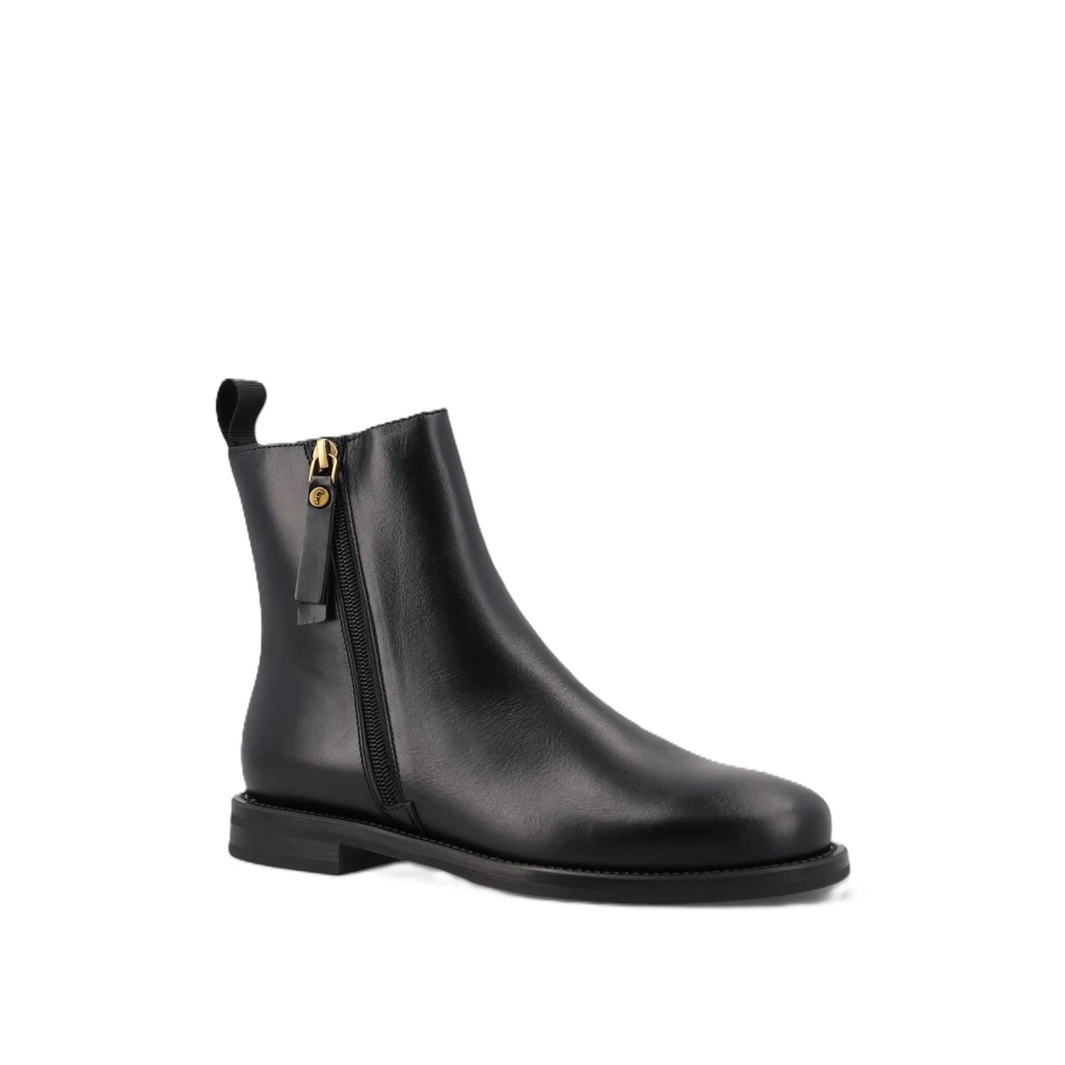 Stivaletti donna in pelle nera con zip