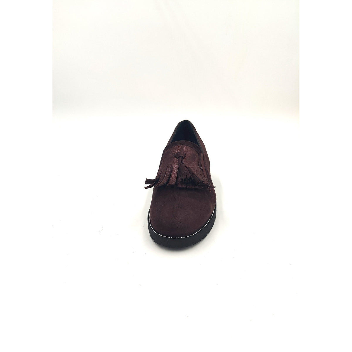 Scarpa in camoscio con frangie e nappine f.gomma extralight