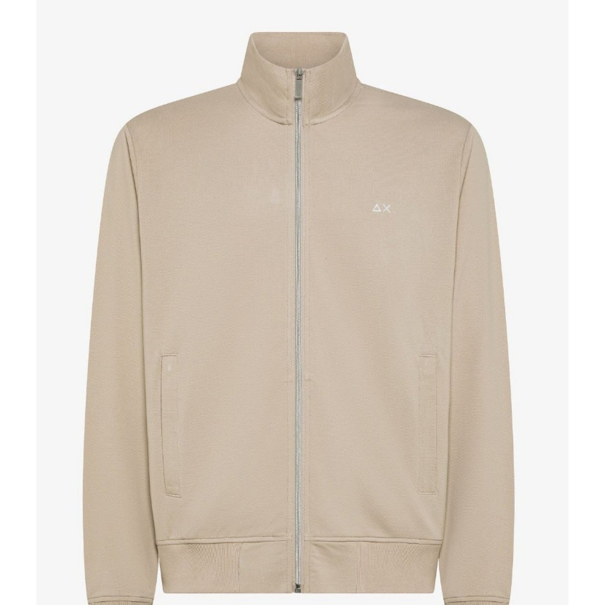 Sun 68 felpa in piquet di cotone con zip grigio stone