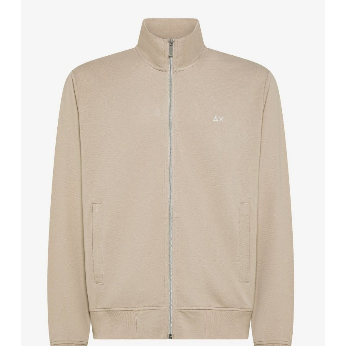 Sun 68 felpa in piquet di cotone con zip grigio stone
