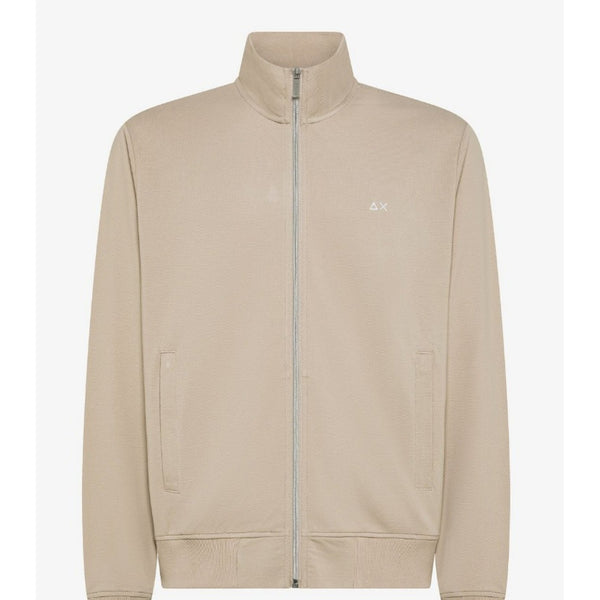 Sun 68 felpa in piquet di cotone con zip grigio stone