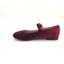 Ballerina modello bebè in velluto bordo' con cinturino e fibbia color oro