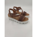 Sandalo con zeppa in pelle