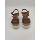 Sandalo con zeppa in pelle