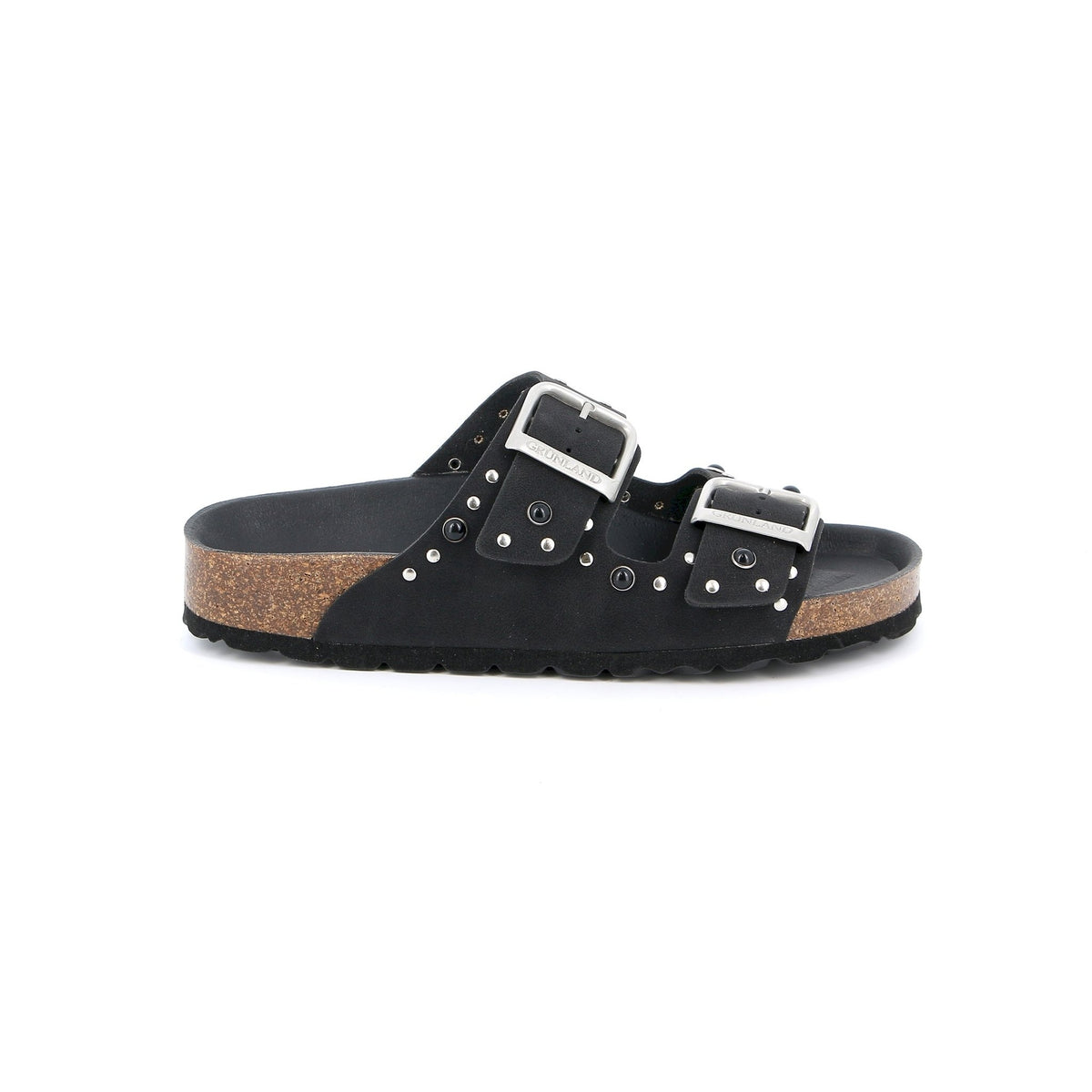 Ciabatta enny total black con borchie