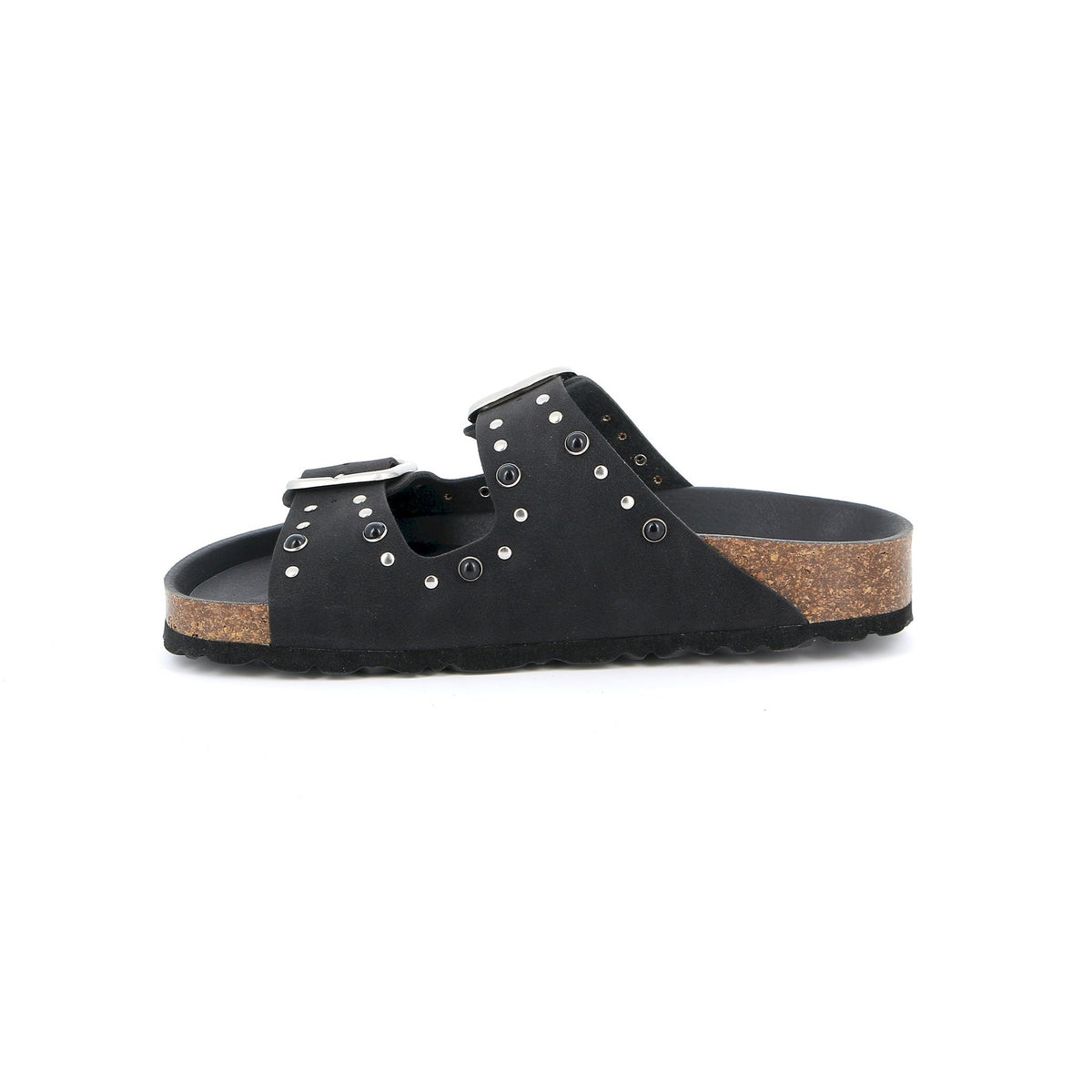 Ciabatta enny total black con borchie