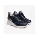 Sneaker donna in pelle con zeppa