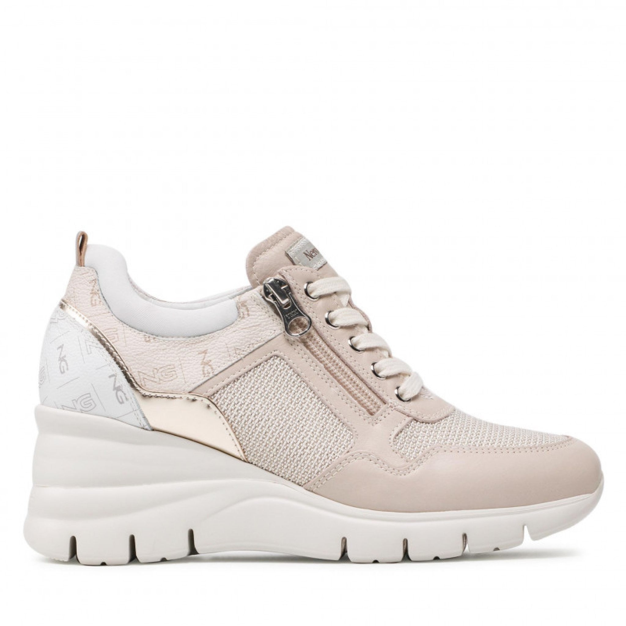 Sneaker donna in pelle con zeppa