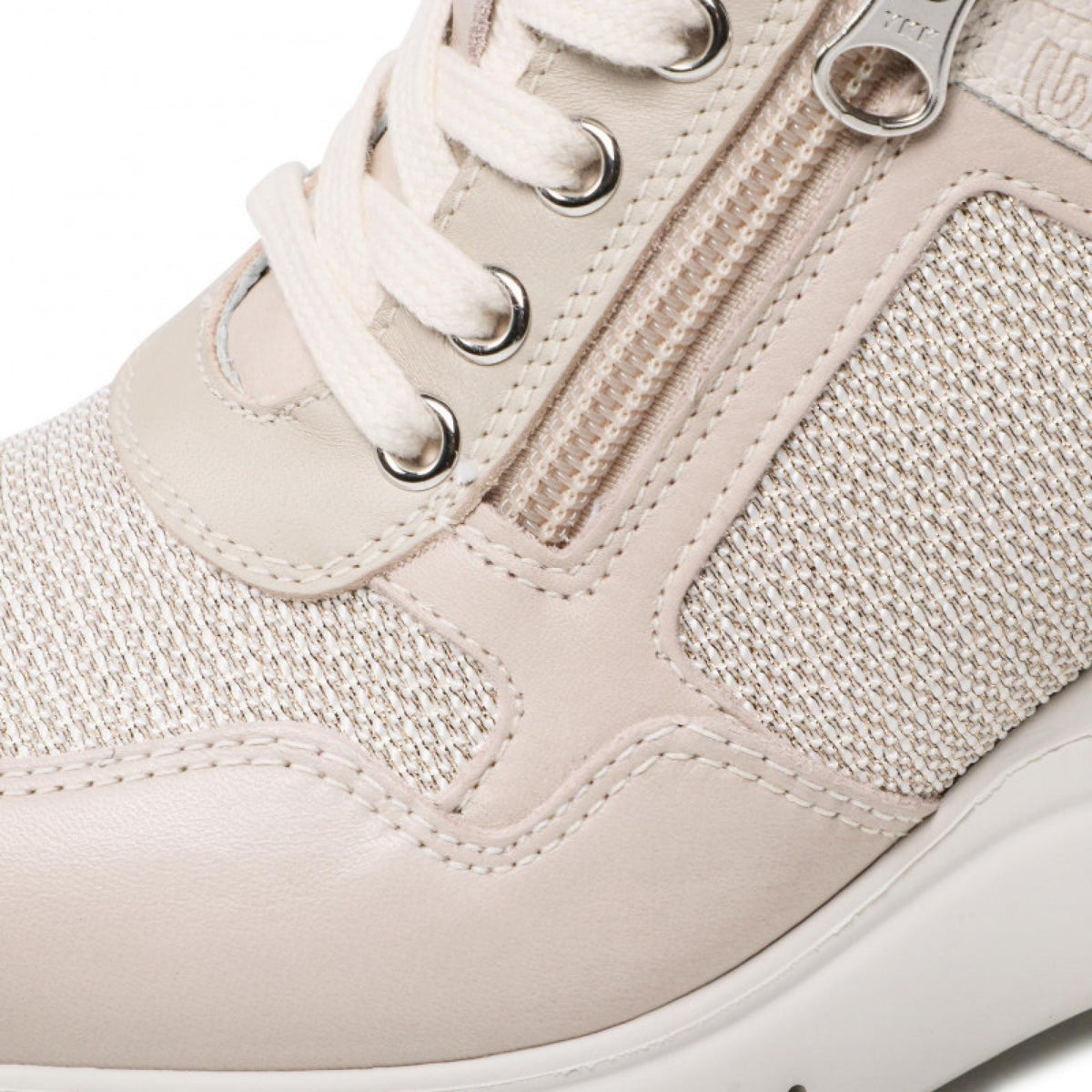 Sneaker donna in pelle con zeppa
