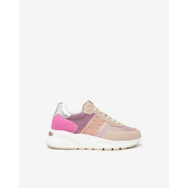 Sneakers donna in pelle, suede e tela