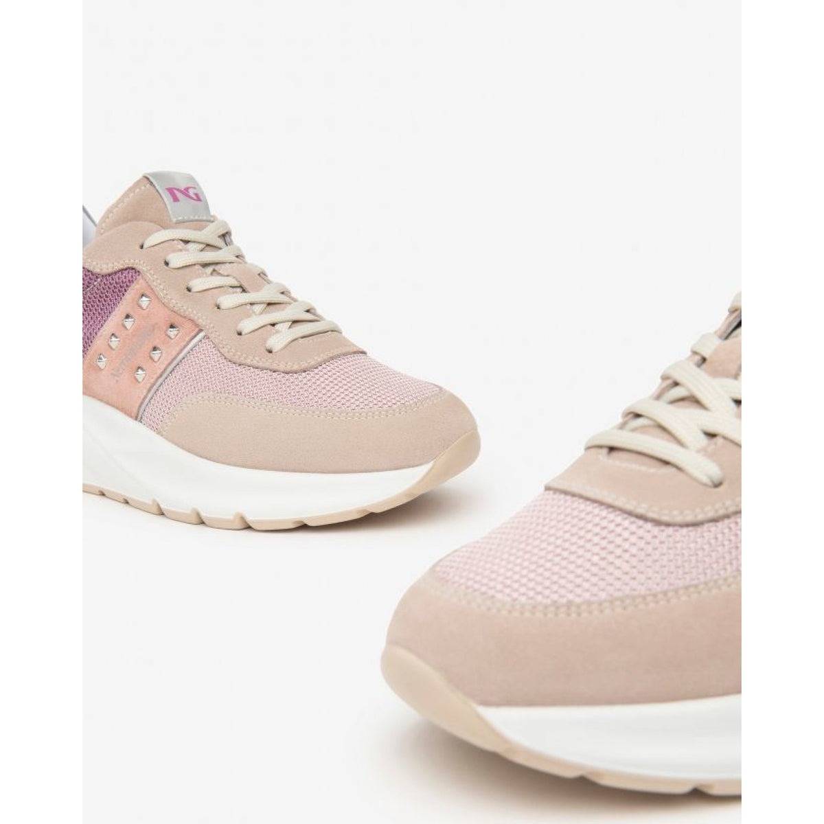 Sneakers donna in pelle, suede e tela