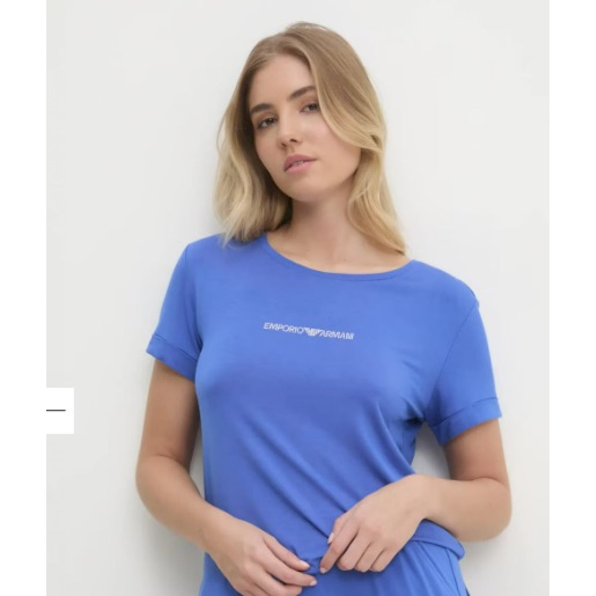 Armani maglia viscosa morbida scritta piccola brillantini