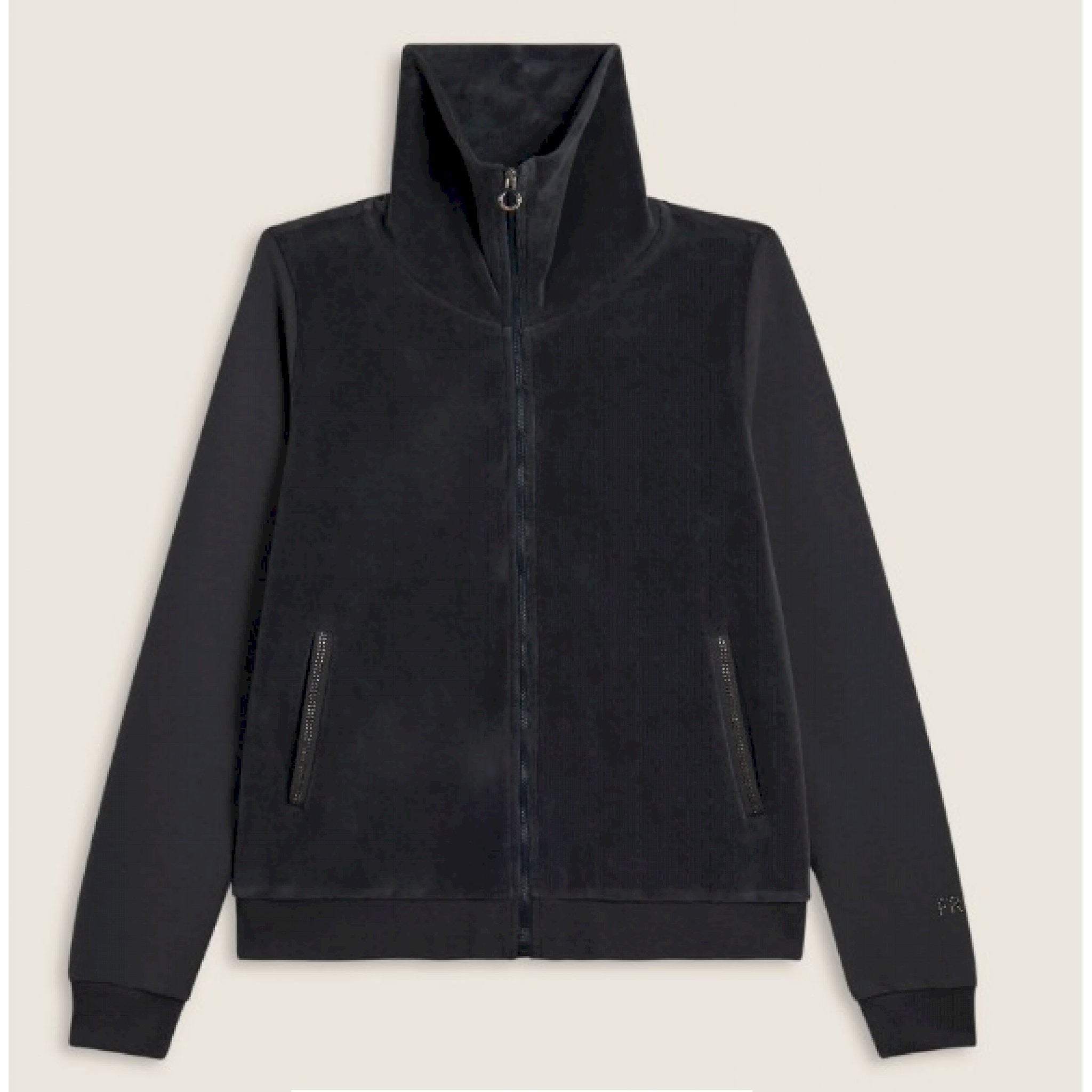 Freddy felpa collo alto da donna in velluto con zip e logo strass