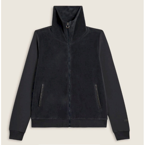Freddy felpa collo alto da donna in velluto con zip e logo strass