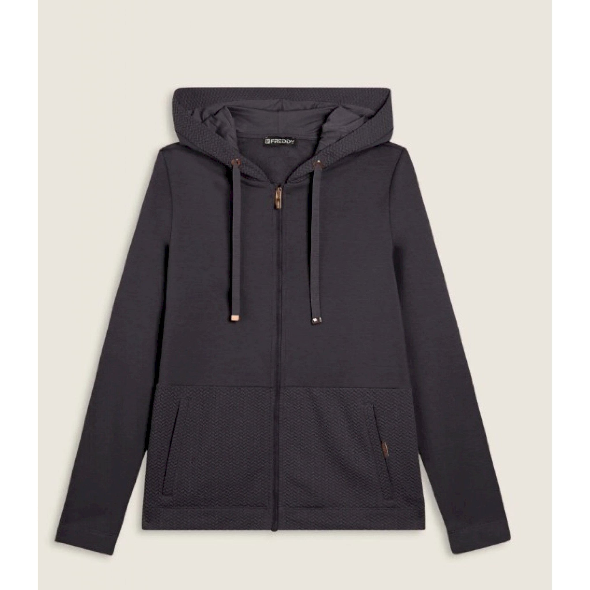 Freddy felpa donna con cappuccio e inserti micro-trecce