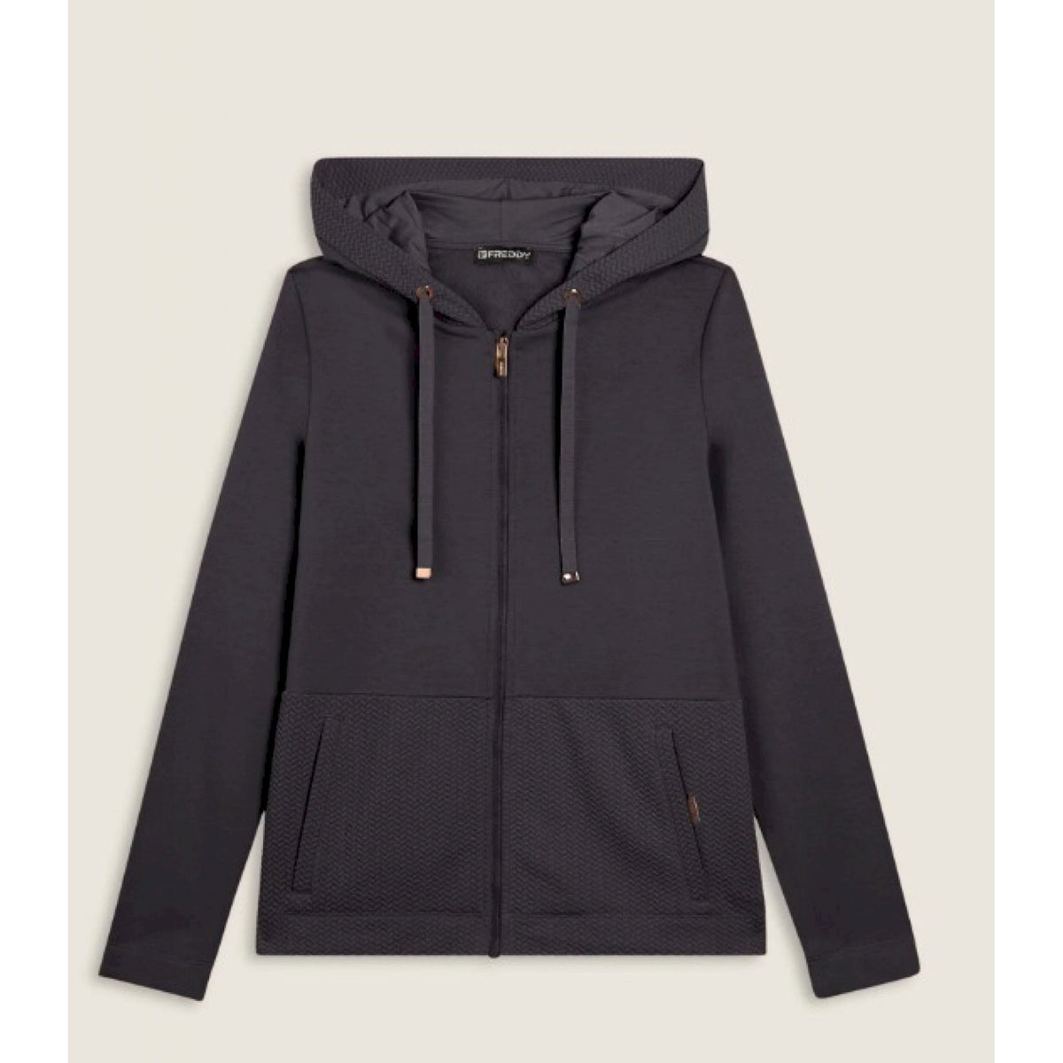 Freddy felpa donna con cappuccio e inserti micro-trecce