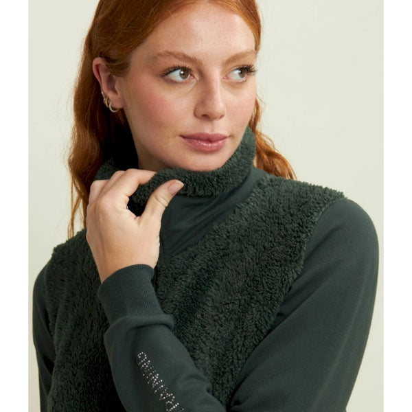 Freddy felpa con zip, collo e fronte in sherpa, logo borchie