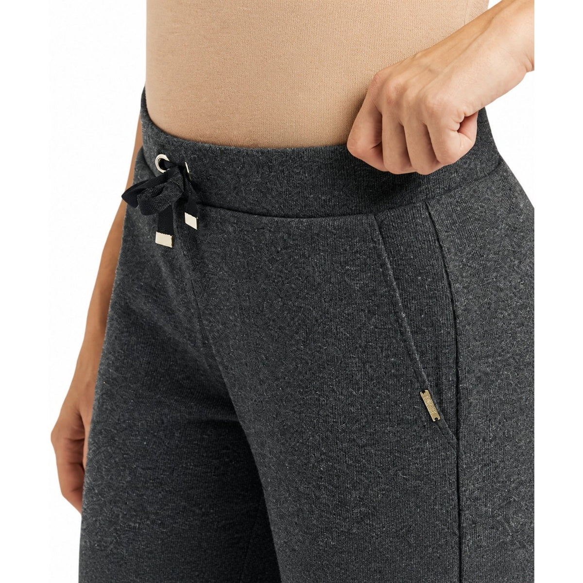 Freddy pantaloni donna wide leg effetto tricot con coulisse