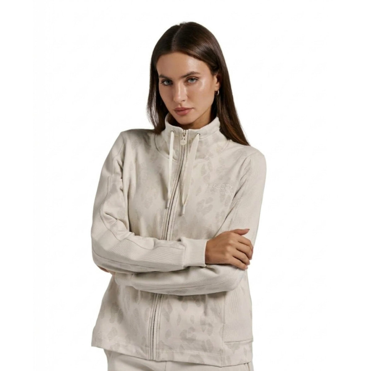 Freddy felpa donna stampa leopardata chiusura zip e collo alto