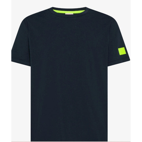 Sun 68 t-shirt con patch fluo in cotone blu navy