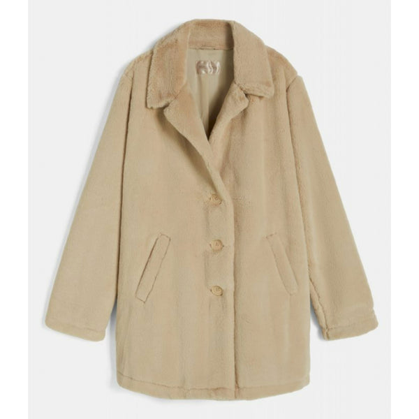 Freddy cappotto monopetto con bottoni in pelliccia sintetica