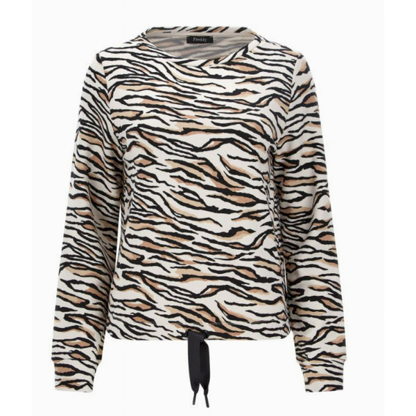 Freddy felpa in viscosa stampa tigrata con coulisse in vita