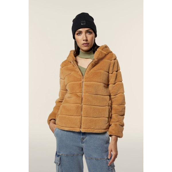 Freddy giacca donna in pelliccia sintetica con zip e cappuccio
