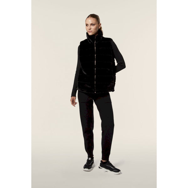 Freddy gilet donna zip e collo alto in pelliccia sintetica rigata