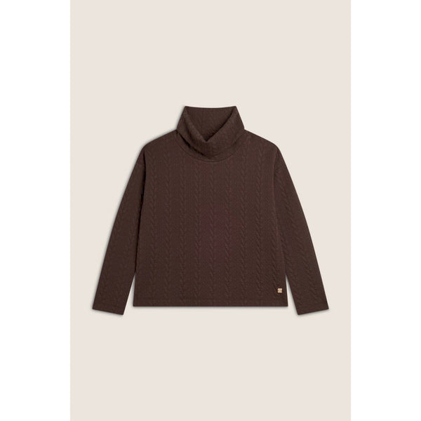 Freddy maglia donna in felpa bonded a trecce con collo a tubo