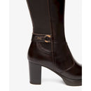 Stivali donna in pelle e tessuto