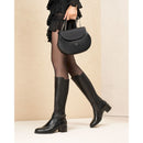 Stivali donna in pelle e tessuto