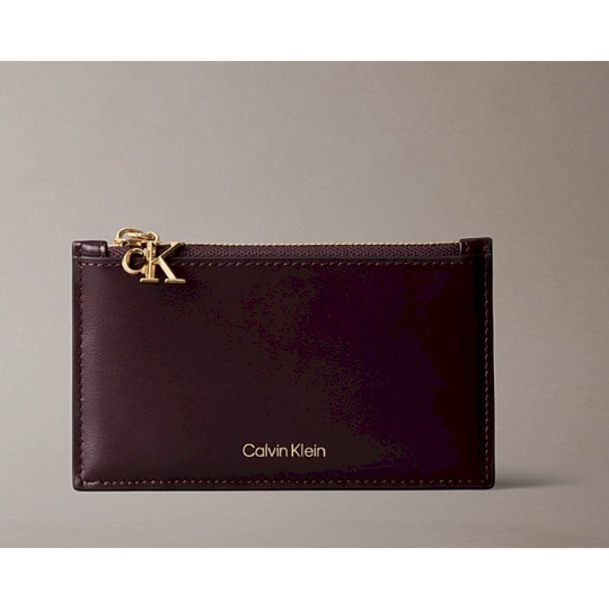 Calvin klein porta carte in pelle con zip